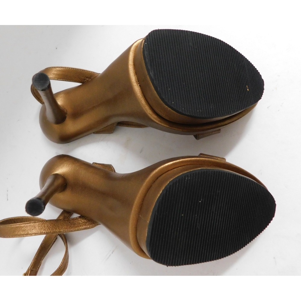 XTC Melrose Bronze Leather Platform Strappy Ankle Strap Heels sz 8 - Picture 7 of 8